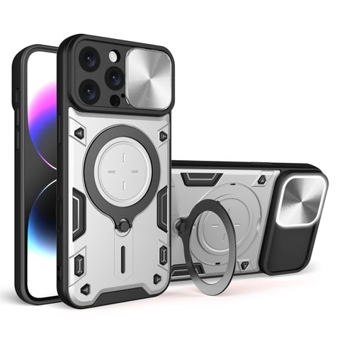 CD Texture Sliding Camshield Magnetic Holder Phone Case, For iPhone 18 Pro, For iPhone 18 Pro Max, For iPhone 17e / 16e, For iPhone 17 Pro Max, For iPhone 17 Pro, For iPhone 17, For iPhone Air, For iPhone 16 Pro Max