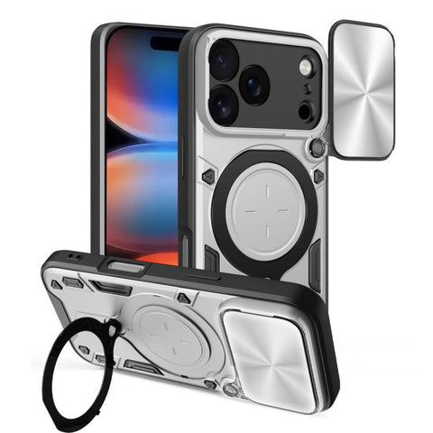 CD Texture Sliding Camshield Magnetic Holder Phone Case, For iPhone 18 Pro, For iPhone 18 Pro Max, For iPhone 17e / 16e, For iPhone 17 Pro Max, For iPhone 17 Pro, For iPhone 17, For iPhone Air, For iPhone 16 Pro Max