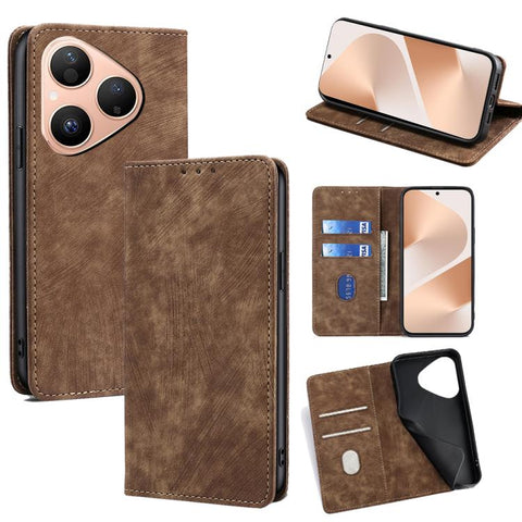 RFID Anti-theft Brush Magnetic Leather Phone Case, For Huawei Enjoy 90 Pro Max 5G, For Huawei Enjoy 90 Plus 5G, For Huawei nova 15 Ultra, For Huawei nova 15 Pro, For Huawei nova 15, For Huawei Mate 80 Pro Max 5G, For Huawei Mate 80 5G                  ...