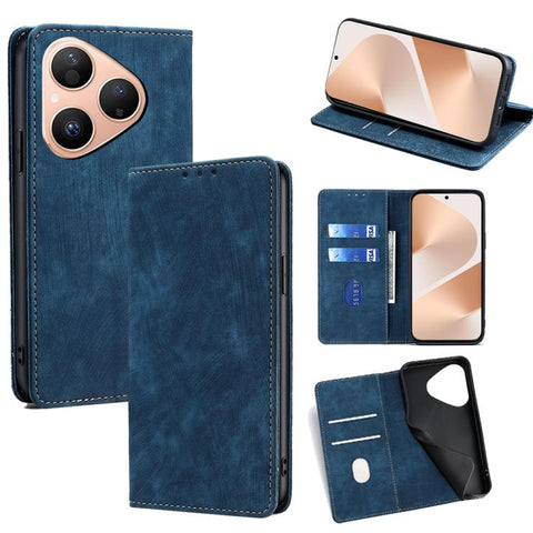 RFID Anti-theft Brush Magnetic Leather Phone Case, For Huawei Enjoy 90 Pro Max 5G, For Huawei Enjoy 90 Plus 5G, For Huawei nova 15 Ultra, For Huawei nova 15 Pro, For Huawei nova 15, For Huawei Mate 80 Pro Max 5G, For Huawei Mate 80 5G                  ...
