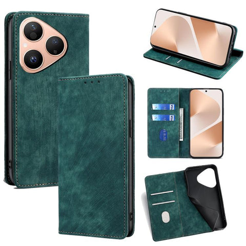RFID Anti-theft Brush Magnetic Leather Phone Case, For Huawei Enjoy 90 Pro Max 5G, For Huawei Enjoy 90 Plus 5G, For Huawei nova 15 Ultra, For Huawei nova 15 Pro, For Huawei nova 15, For Huawei Mate 80 Pro Max 5G, For Huawei Mate 80 5G                  ...