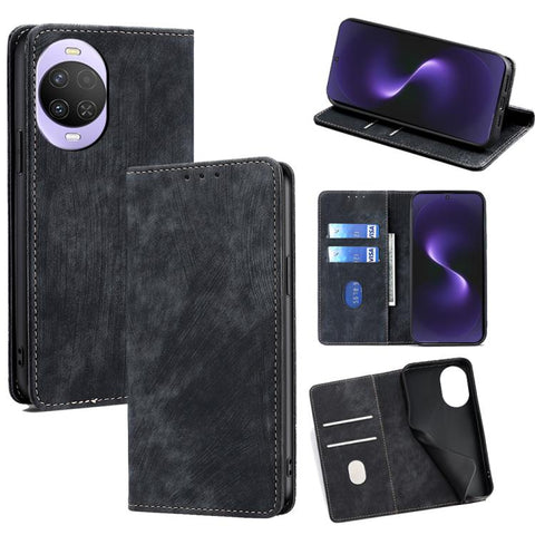 RFID Anti-theft Brush Magnetic Leather Phone Case, For Huawei Enjoy 90 Pro Max 5G, For Huawei Enjoy 90 Plus 5G, For Huawei nova 15 Ultra, For Huawei nova 15 Pro, For Huawei nova 15, For Huawei Mate 80 Pro Max 5G, For Huawei Mate 80 5G                  ...