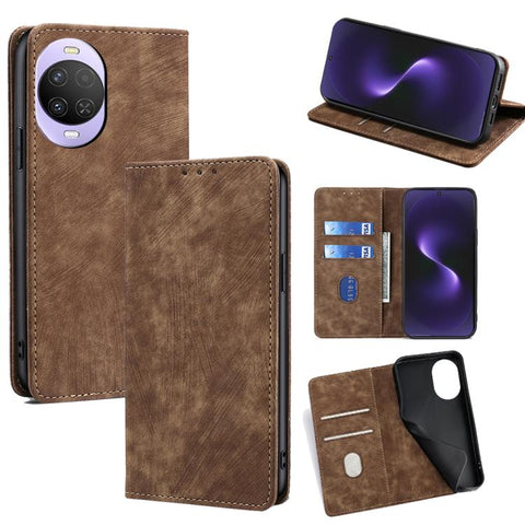 RFID Anti-theft Brush Magnetic Leather Phone Case, For Huawei Enjoy 90 Pro Max 5G, For Huawei Enjoy 90 Plus 5G, For Huawei nova 15 Ultra, For Huawei nova 15 Pro, For Huawei nova 15, For Huawei Mate 80 Pro Max 5G, For Huawei Mate 80 5G                  ...