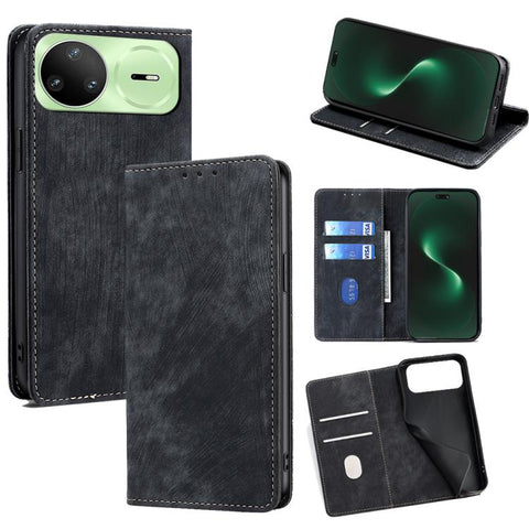 RFID Anti-theft Brush Magnetic Leather Phone Case, For Huawei Enjoy 90 Pro Max 5G, For Huawei Enjoy 90 Plus 5G, For Huawei nova 15 Ultra, For Huawei nova 15 Pro, For Huawei nova 15, For Huawei Mate 80 Pro Max 5G, For Huawei Mate 80 5G                  ...