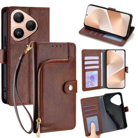 Zipper Bag Leather Phone Case, For Huawei Enjoy 90 Pro Max 5G, For Huawei Enjoy 90 Plus 5G, For Huawei nova 15 Ultra, For Huawei nova 15 Pro, For Huawei nova 15, For Huawei Mate 80 Pro Max 5G, For Huawei Mate 80 5G, For Huawei Maimang 40 5G            ...