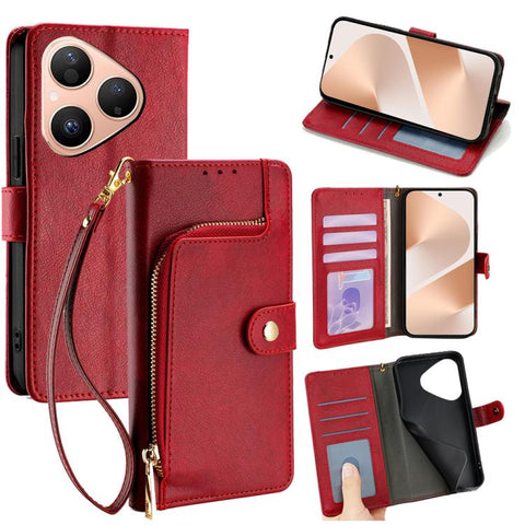 Zipper Bag Leather Phone Case, For Huawei Enjoy 90 Pro Max 5G, For Huawei Enjoy 90 Plus 5G, For Huawei nova 15 Ultra, For Huawei nova 15 Pro, For Huawei nova 15, For Huawei Mate 80 Pro Max 5G, For Huawei Mate 80 5G, For Huawei Maimang 40 5G            ...