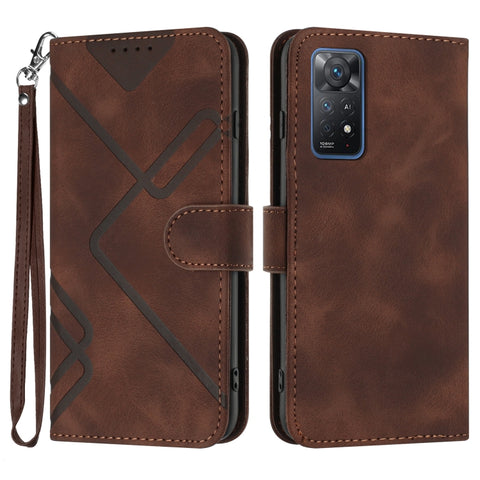 Line Pattern Skin Feel Leather Phone Case, For Xiaomi Poco M5, For Xiaomi Poco M5s 4G Global, For Xiaomi Redmi Note 11 Pro 4G/5G Global, For Xiaomi Redmi Note 11SE 4G India, For Xiaomi Redmi 10 Power, For Xiaomi Redmi 10A 4G                            ...