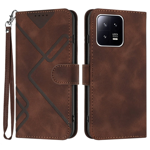 Line Pattern Skin Feel Leather Phone Case, For Xiaomi Redmi Note 12 4G Global, For Xiaomi Redmi Note 12 Pro+ 4G/5G Global, For Xiaomi Redmi Note 12 5G Global, For Xiaomi 13 Pro, For Xiaomi 13, For Xiaomi Redmi A1+, For Xiaomi Civi 2                    ...
