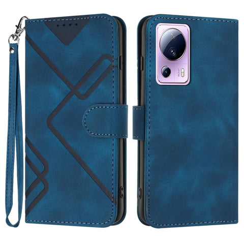 Line Pattern Skin Feel Leather Phone Case, For Xiaomi Redmi Note 12 4G Global, For Xiaomi Redmi Note 12 Pro+ 4G/5G Global, For Xiaomi Redmi Note 12 5G Global, For Xiaomi 13 Pro, For Xiaomi 13, For Xiaomi Redmi A1+, For Xiaomi Civi 2                    ...