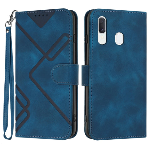 Line Pattern Skin Feel Leather Phone Case, For Samsung Galaxy A20s, For Samsung Galaxy Note10+, For Samsung Galaxy A20e / A10e, For Samsung Galaxy A70, For Samsung Galaxy A40, For Samsung Galaxy A10 / M10, For Samsung Galaxy A20 / A30                  ...