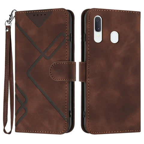 Line Pattern Skin Feel Leather Phone Case, For Samsung Galaxy A20s, For Samsung Galaxy Note10+, For Samsung Galaxy A20e / A10e, For Samsung Galaxy A70, For Samsung Galaxy A40, For Samsung Galaxy A10 / M10, For Samsung Galaxy A20 / A30                  ...