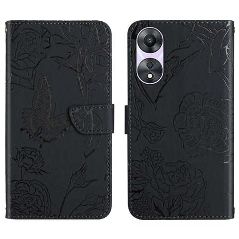 HT03 Skin Feel Butterfly Embossed Flip Leather Phone Case, For OPPO A80 EU / A3 Pro Global, For OPPO A3 Pro 5G India, For OPPO K12x 5G Global, For OPPO A60 4G, For OPPO Reno11 F 5G/F25 Pro 5G, For OPPO A18 / A38 4G, For OPPO A58 4G, For OPPO Reno10 Pro...