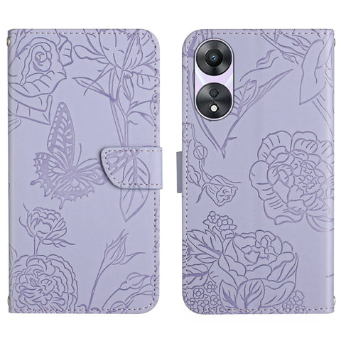HT03 Skin Feel Butterfly Embossed Flip Leather Phone Case, For OPPO A80 EU / A3 Pro Global, For OPPO A3 Pro 5G India, For OPPO K12x 5G Global, For OPPO A60 4G, For OPPO Reno11 F 5G/F25 Pro 5G, For OPPO A18 / A38 4G, For OPPO A58 4G, For OPPO Reno10 Pro...