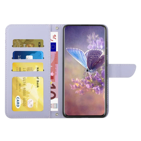 HT03 Skin Feel Butterfly Embossed Flip Leather Phone Case, For OPPO A59 5G