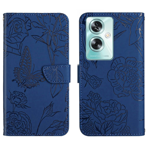 HT03 Skin Feel Butterfly Embossed Flip Leather Phone Case, For OPPO A59 5G