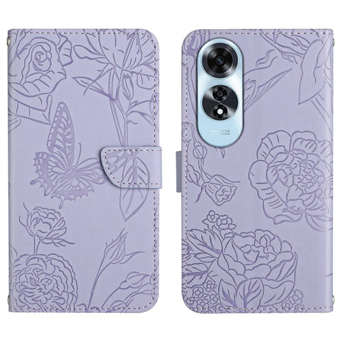 HT03 Skin Feel Butterfly Embossed Flip Leather Phone Case, For OPPO A80 EU / A3 Pro Global, For OPPO A3 Pro 5G India, For OPPO K12x 5G Global, For OPPO A60 4G, For OPPO Reno11 F 5G/F25 Pro 5G, For OPPO A18 / A38 4G, For OPPO A58 4G, For OPPO Reno10 Pro...