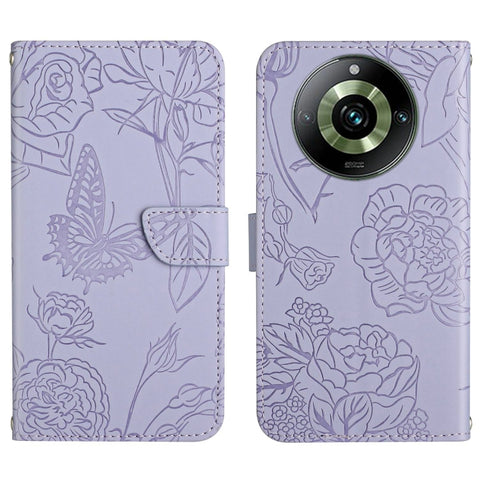 HT03 Skin Feel Butterfly Embossed Flip Leather Phone Case, For Realme 11 5G Global, For Realme 11 4G Global, For Realme 11 Pro