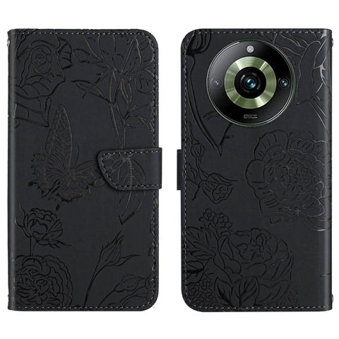 HT03 Skin Feel Butterfly Embossed Flip Leather Phone Case, For Realme 11 5G Global, For Realme 11 4G Global, For Realme 11 Pro
