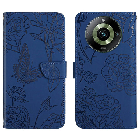 HT03 Skin Feel Butterfly Embossed Flip Leather Phone Case, For Realme 11 5G Global, For Realme 11 4G Global, For Realme 11 Pro