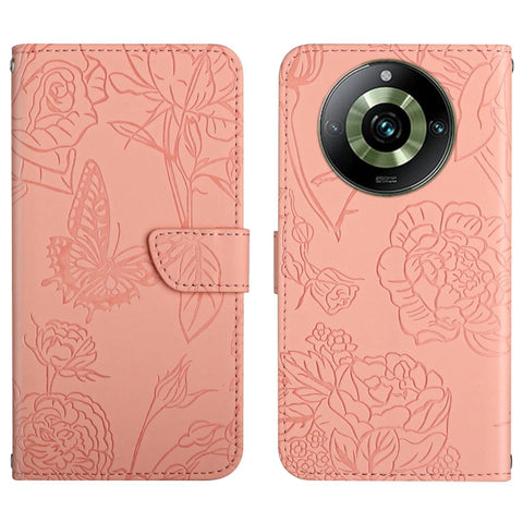 HT03 Skin Feel Butterfly Embossed Flip Leather Phone Case, For Realme 11 5G Global, For Realme 11 4G Global, For Realme 11 Pro