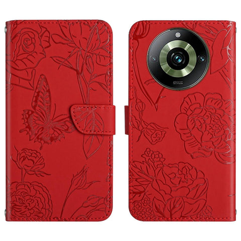 HT03 Skin Feel Butterfly Embossed Flip Leather Phone Case, For Realme 11 5G Global, For Realme 11 4G Global, For Realme 11 Pro