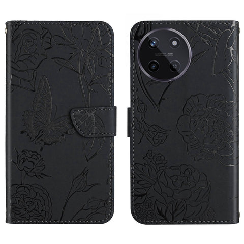 HT03 Skin Feel Butterfly Embossed Flip Leather Phone Case, For Realme 11 5G Global, For Realme 11 4G Global, For Realme 11 Pro