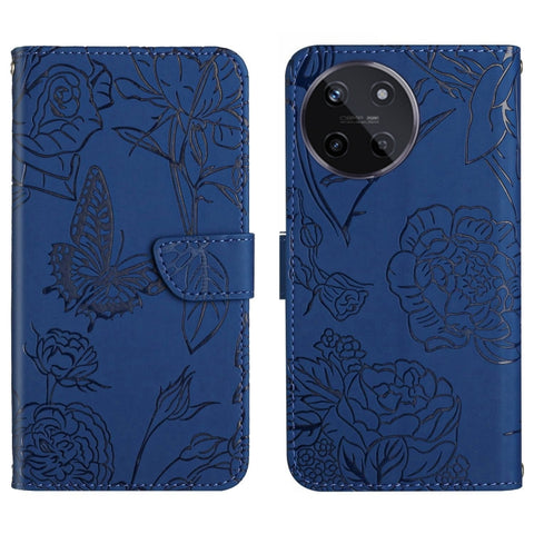 HT03 Skin Feel Butterfly Embossed Flip Leather Phone Case, For Realme 11 5G Global, For Realme 11 4G Global, For Realme 11 Pro