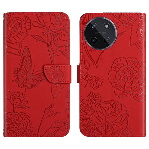 HT03 Skin Feel Butterfly Embossed Flip Leather Phone Case, For Realme 11 5G Global, For Realme 11 4G Global, For Realme 11 Pro