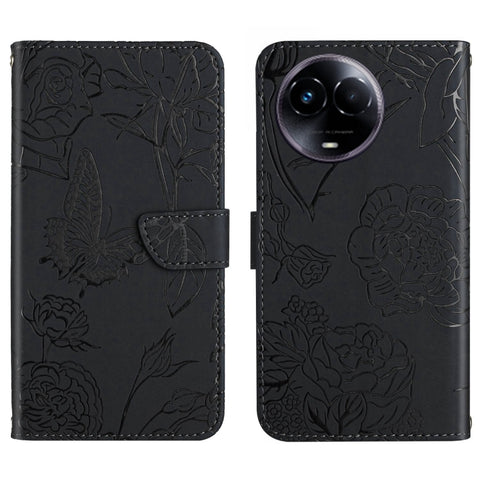 HT03 Skin Feel Butterfly Embossed Flip Leather Phone Case, For Realme 11 5G Global, For Realme 11 4G Global, For Realme 11 Pro