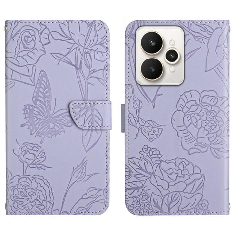 HT03 Skin Feel Butterfly Embossed Flip Leather Phone Case, For Realme C100 4G, For Realme C83 5G, For Realme 16 Pro+ 5G, For Realme C85 5G, For Realme C85 Pro 4G, For Realme 15T 5G, For Realme 15 5G Global / 15 Pro 5G Global, For Realme C71 4G         ...