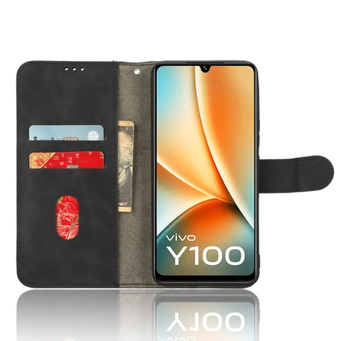 Skin Feel Magnetic Flip Leather Phone Case, For vivo Y100 5G
