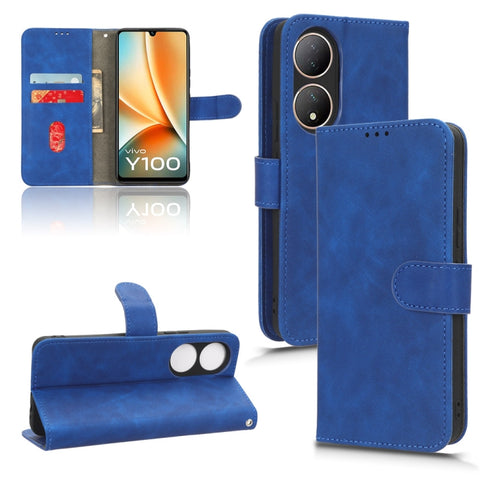 Skin Feel Magnetic Flip Leather Phone Case, For vivo Y100 5G