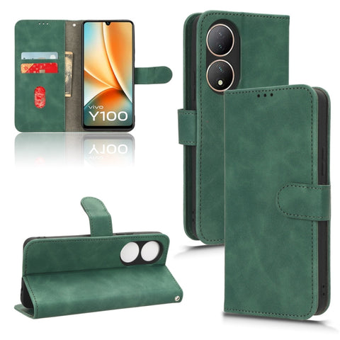 Skin Feel Magnetic Flip Leather Phone Case, For vivo Y100 5G