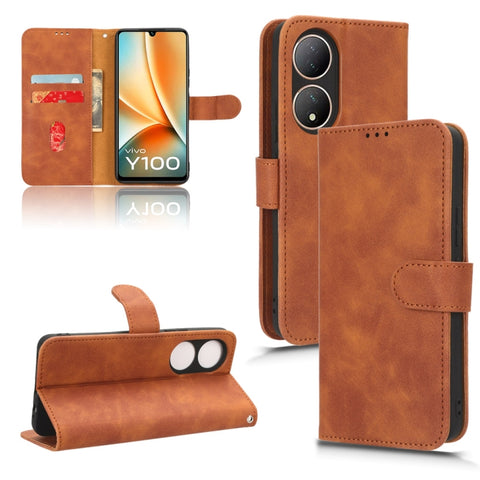 Skin Feel Magnetic Flip Leather Phone Case, For vivo Y100 5G