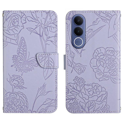 HT03 Skin Feel Butterfly Embossed Flip Leather Phone Case, For vivo V70 FE 5G, For vivo V70 5G Global / V70 Elite 5G, For vivo V60 Lite 5G, For vivo V60 5G, For vivo Y39 5G Global, For vivo V50 Lite 5G, For vivo Y04 4G / Y29s 5G, For vivo Y29 4G Global...