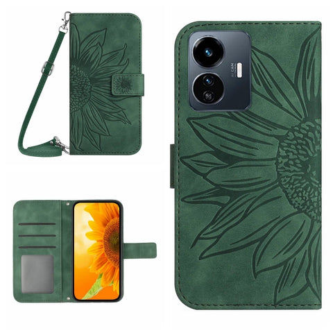 Skin Feel Sun Flower Embossed Flip Leather Phone Case with Lanyard, For vivo Y56 5G Global, For vivo Y02S Global / Y16 4G Global, For vivo Y77E 5G, For vivo Y77 5G Global / Y22S 4G Global