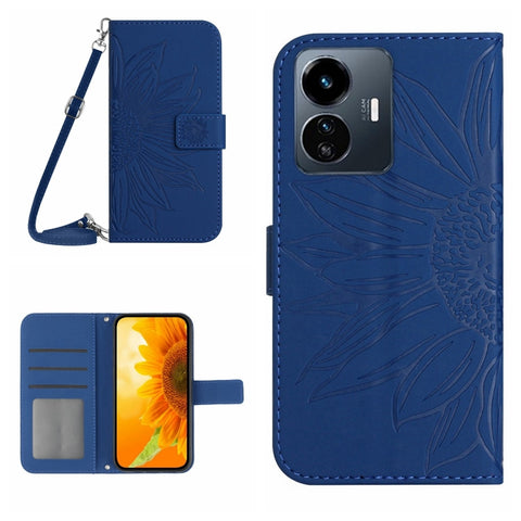 Skin Feel Sun Flower Embossed Flip Leather Phone Case with Lanyard, For vivo Y56 5G Global, For vivo Y02S Global / Y16 4G Global, For vivo Y77E 5G, For vivo Y77 5G Global / Y22S 4G Global
