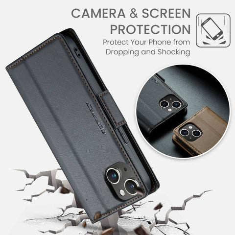 CaseMe 023 Butterfly Buckle Litchi Texture RFID Anti-theft Leather Phone Case, For iPhone 13, For iPhone 13 mini, For iPhone 13 Pro, For iPhone 13 Pro Max, For iPhone 12 / 12 Pro, For iPhone 12 Pro Max, For iPhone 12 mini, For iPhone 11