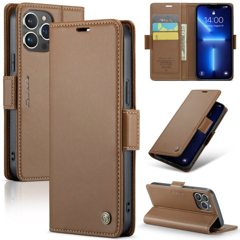CaseMe 023 Butterfly Buckle Litchi Texture RFID Anti-theft Leather Phone Case, For iPhone 13, For iPhone 13 mini, For iPhone 13 Pro, For iPhone 13 Pro Max, For iPhone 12 / 12 Pro, For iPhone 12 Pro Max, For iPhone 12 mini, For iPhone 11
