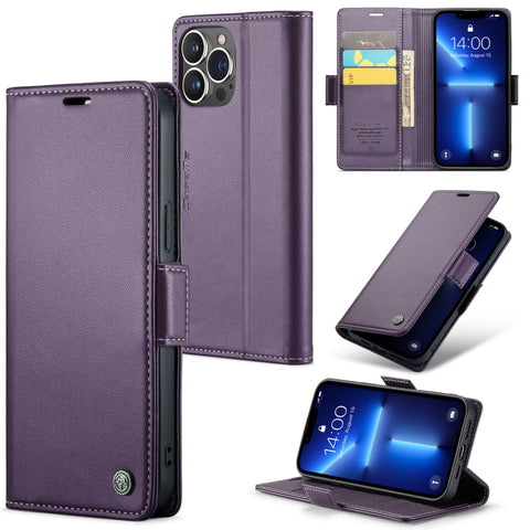 CaseMe 023 Butterfly Buckle Litchi Texture RFID Anti-theft Leather Phone Case, For iPhone 13, For iPhone 13 mini, For iPhone 13 Pro, For iPhone 13 Pro Max, For iPhone 12 / 12 Pro, For iPhone 12 Pro Max, For iPhone 12 mini, For iPhone 11
