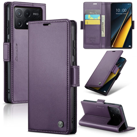 CaseMe 023 Butterfly Buckle Litchi Texture RFID Anti-theft Leather Phone Case, For Xiaomi Redmi Note 13 Pro 4G, For Xiaomi Redmi Note 13 4G, For Xiaomi Redmi 13C 4G / 13C 5G, For Xiaomi Poco C65 4G, For Xiaomi Poco X6 Pro 5G/Redmi K70E 5G              ...