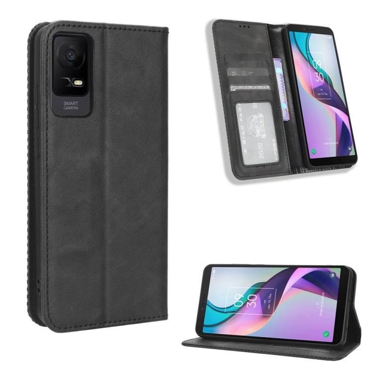 Magnetic Buckle Retro Texture Leather Phone Case, For TCL ION X
