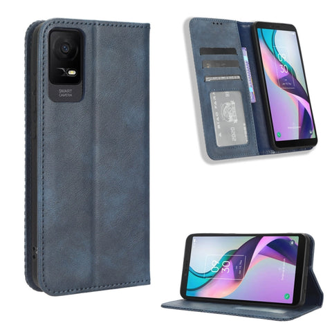 Magnetic Buckle Retro Texture Leather Phone Case, For TCL ION X