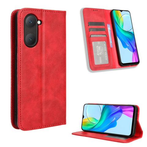 Magnetic Buckle Retro Texture Leather Phone Case, For vivo T3 Pro 5G / iQOO Z9S Pro 5G, For vivo V30e 5G / V40 Lite 5G, For vivo Y58 5G, For vivo S19 Pro 5G / V40 5G, For vivo S19 5G, For vivo Y28 4G, For vivo X100 Ultra 5G, For vivo Y38 5G / Y200i 5G ...