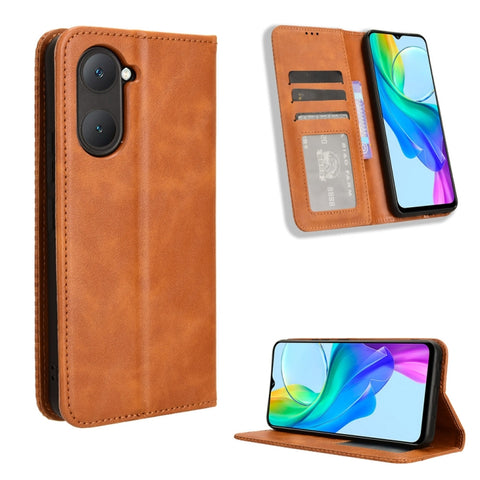 Magnetic Buckle Retro Texture Leather Phone Case, For vivo T3 Pro 5G / iQOO Z9S Pro 5G, For vivo V30e 5G / V40 Lite 5G, For vivo Y58 5G, For vivo S19 Pro 5G / V40 5G, For vivo S19 5G, For vivo Y28 4G, For vivo X100 Ultra 5G, For vivo Y38 5G / Y200i 5G ...