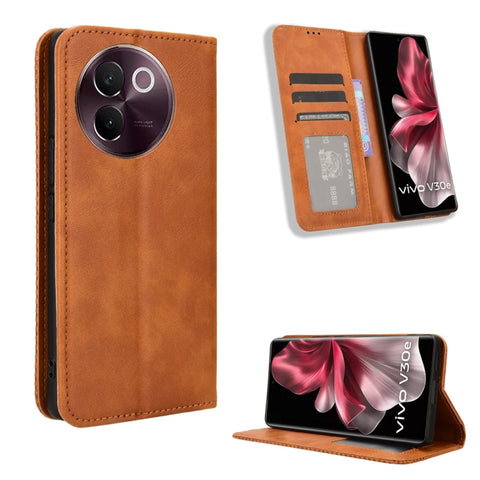 Magnetic Buckle Retro Texture Leather Phone Case, For vivo T3 Pro 5G / iQOO Z9S Pro 5G, For vivo V30e 5G / V40 Lite 5G, For vivo Y58 5G, For vivo S19 Pro 5G / V40 5G, For vivo S19 5G, For vivo Y28 4G, For vivo X100 Ultra 5G, For vivo Y38 5G / Y200i 5G ...