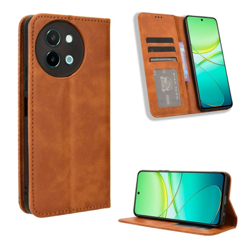 Magnetic Buckle Retro Texture Leather Phone Case, For vivo T3 Pro 5G / iQOO Z9S Pro 5G, For vivo V30e 5G / V40 Lite 5G, For vivo Y58 5G, For vivo S19 Pro 5G / V40 5G, For vivo S19 5G, For vivo Y28 4G, For vivo X100 Ultra 5G, For vivo Y38 5G / Y200i 5G ...