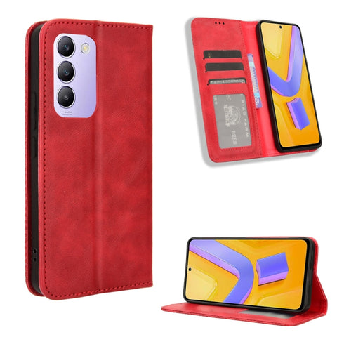 Magnetic Buckle Retro Texture Leather Phone Case, For vivo T3 Pro 5G / iQOO Z9S Pro 5G, For vivo V30e 5G / V40 Lite 5G, For vivo Y58 5G, For vivo S19 Pro 5G / V40 5G, For vivo S19 5G, For vivo Y28 4G, For vivo X100 Ultra 5G, For vivo Y38 5G / Y200i 5G ...