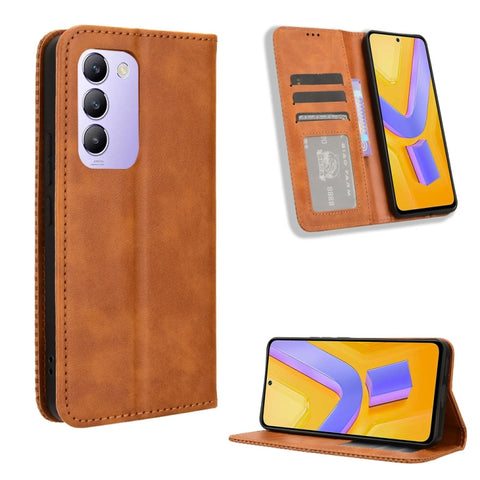 Magnetic Buckle Retro Texture Leather Phone Case, For vivo T3 Pro 5G / iQOO Z9S Pro 5G, For vivo V30e 5G / V40 Lite 5G, For vivo Y58 5G, For vivo S19 Pro 5G / V40 5G, For vivo S19 5G, For vivo Y28 4G, For vivo X100 Ultra 5G, For vivo Y38 5G / Y200i 5G ...