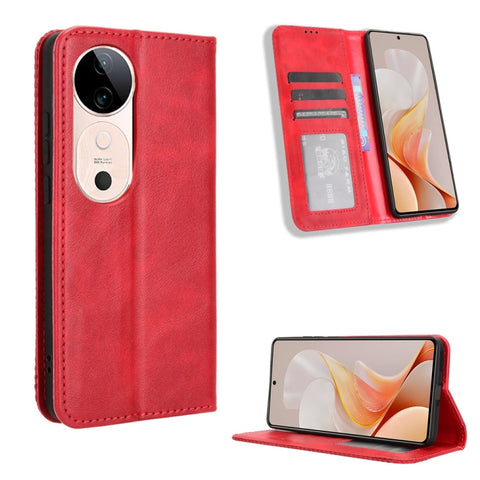 Magnetic Buckle Retro Texture Leather Phone Case, For vivo T3 Pro 5G / iQOO Z9S Pro 5G, For vivo V30e 5G / V40 Lite 5G, For vivo Y58 5G, For vivo S19 Pro 5G / V40 5G, For vivo S19 5G, For vivo Y28 4G, For vivo X100 Ultra 5G, For vivo Y38 5G / Y200i 5G ...